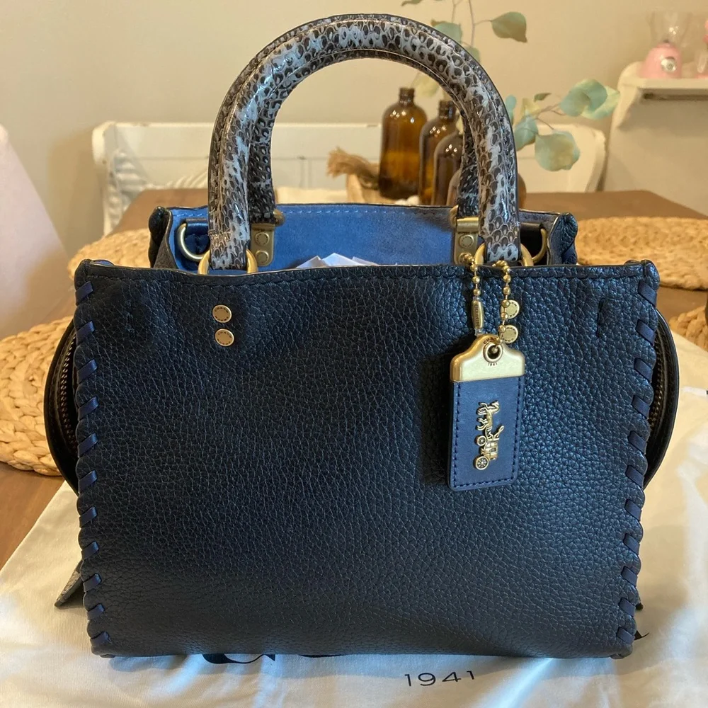 SOLD Coach Black/Ink Exotic Whipstitch Rogue 25 Style No. 69619 - Picture 1 of 15